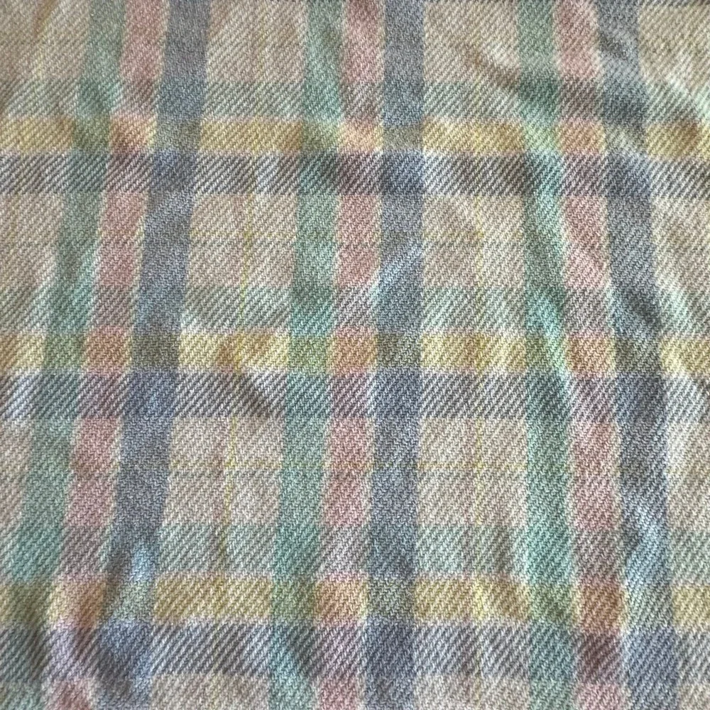 Vintage Gerber Thermal Weave Crib Blanket Pastel Plaid Check Cotton 32x37